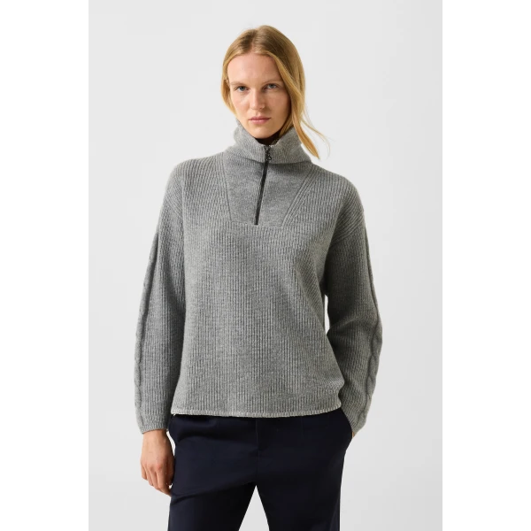Bogner Larissa Virgin Wool Turtleneck Jumper in Grey, view 3 | Turtlenecks | Coveti