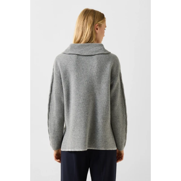 Bogner Larissa Virgin Wool Turtleneck Jumper in Grey, view 4 | Turtlenecks | Coveti