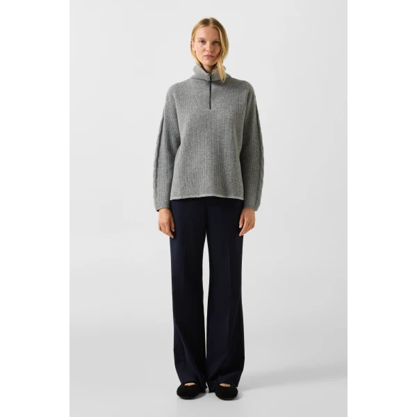 Bogner Larissa Virgin Wool Turtleneck Jumper in Grey, view 5 | Turtlenecks | Coveti