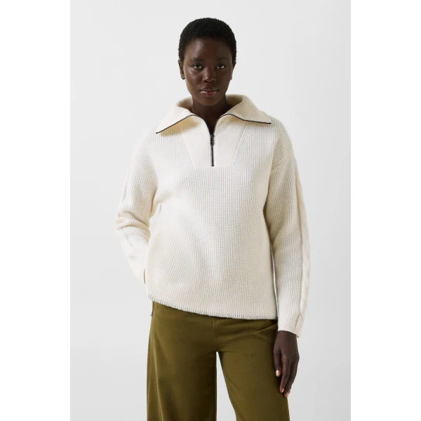 Bogner Larissa Virgin Wool Turtleneck Jumper in Off White, view 3 | Turtlenecks | Coveti