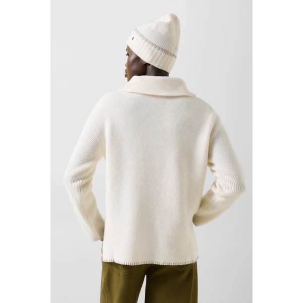 Bogner Larissa Virgin Wool Turtleneck Jumper in Off White, view 4 | Turtlenecks | Coveti