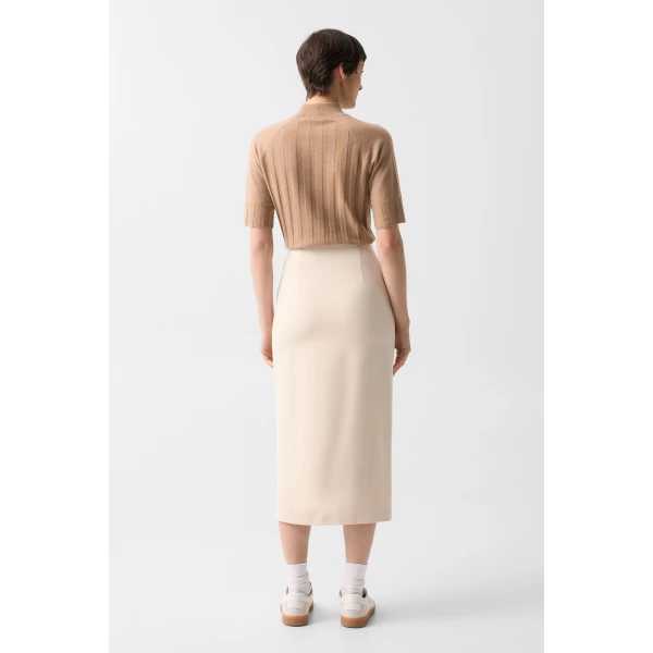 Bogner Lea Jersey Skirt in Cream, view 4 | Midi Skirts | Coveti