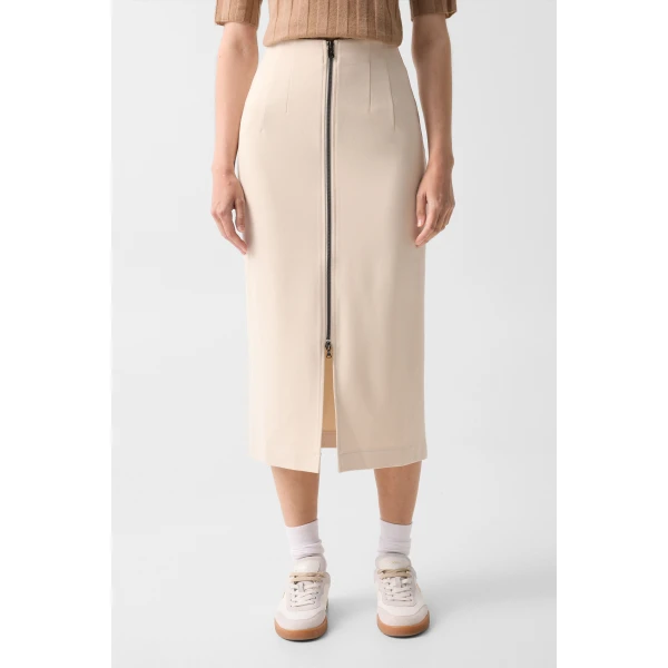 Bogner Lea Jersey Skirt in Cream, view 5 | Midi Skirts | Coveti