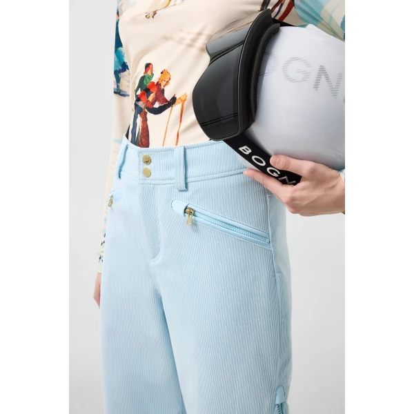 Bogner Lenie Corduroy Ski Trousers in Light Blue, view 6 | Pants | Coveti