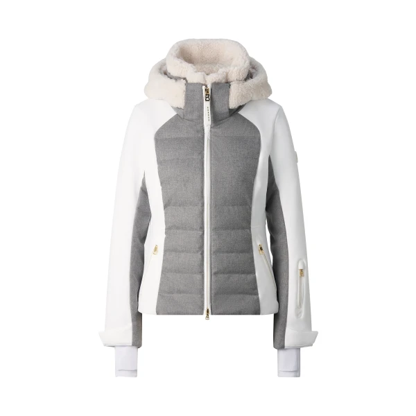 Bogner Linn Down Ski Jacket in Light Grey and Off White | Jackets | Coveti