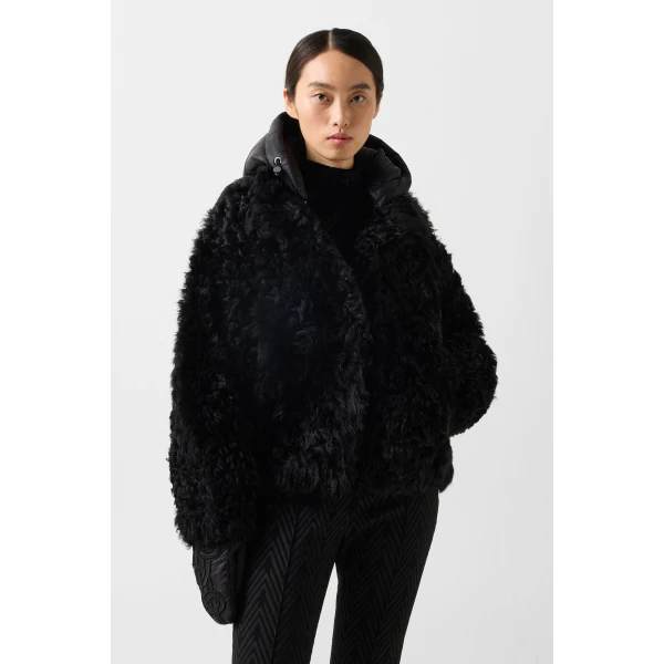 Bogner Liz Lambskin Jacket in Black, view 4 | Shearling Jackets | Coveti