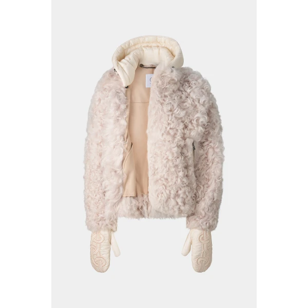 Bogner Liz Lambskin Jacket in Cream, view 2 | Shearling Jackets | Coveti