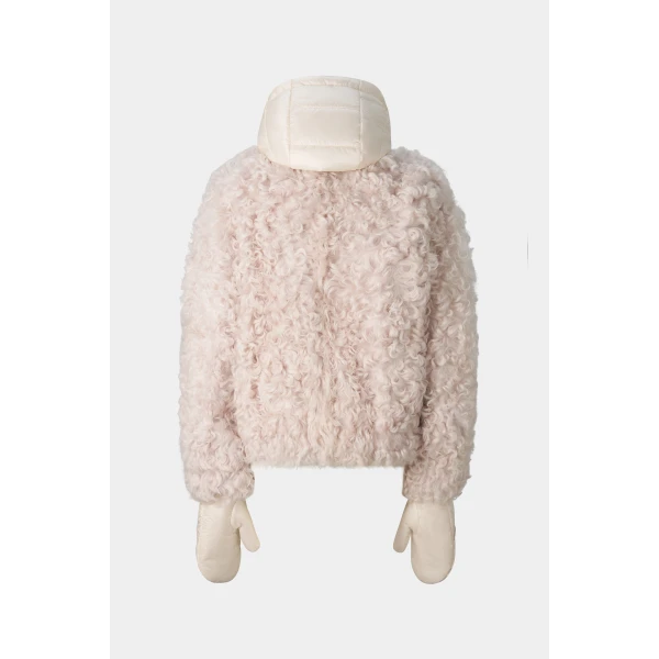 Bogner Liz Lambskin Jacket in Cream, view 3 | Shearling Jackets | Coveti