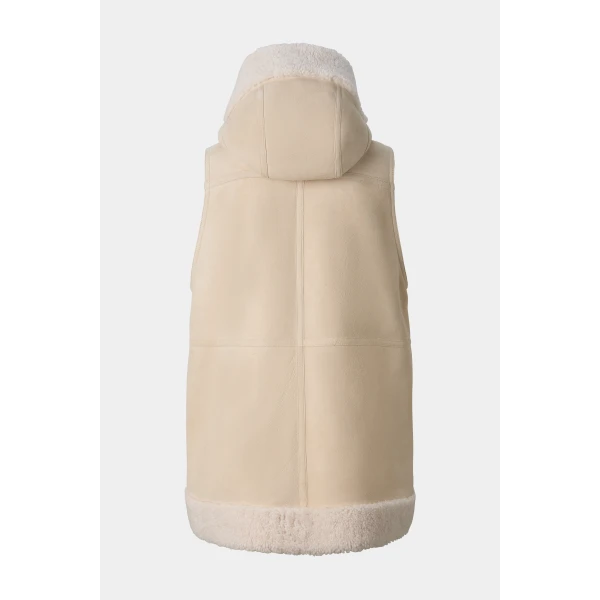 Bogner Lona Lambskin Waistcoat in Camel and Cream, view 3 | Vests | Coveti