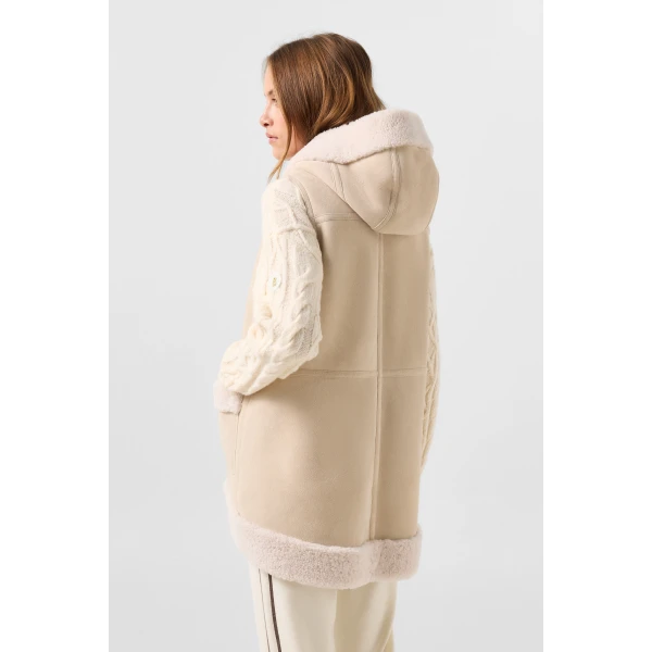 Bogner Lona Lambskin Waistcoat in Camel and Cream, view 5 | Vests | Coveti