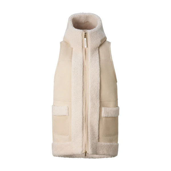 Bogner Lona Lambskin Waistcoat in Camel and Cream | Vests | Coveti