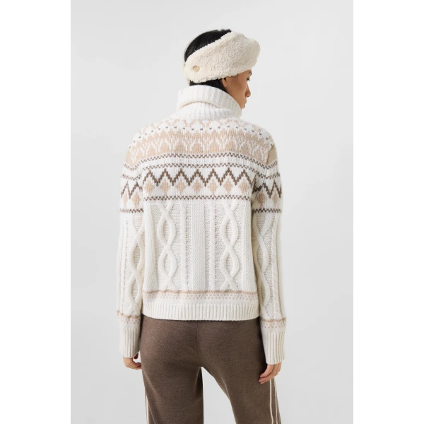 Bogner Lorely Cashmere Jumper in Off White and Beige, view 4 | Sweaters | Coveti