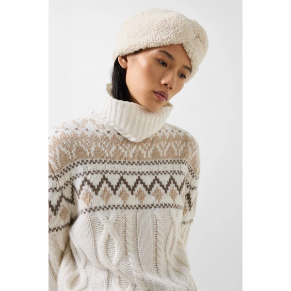 Bogner Lorely Cashmere Jumper in Off White and Beige, view 6 | Sweaters | Coveti