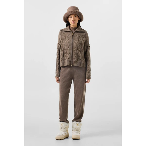 Bogner Lotta Virgin Wool Knit Jacket in Hazel, view 5 | Cardigan | Coveti
