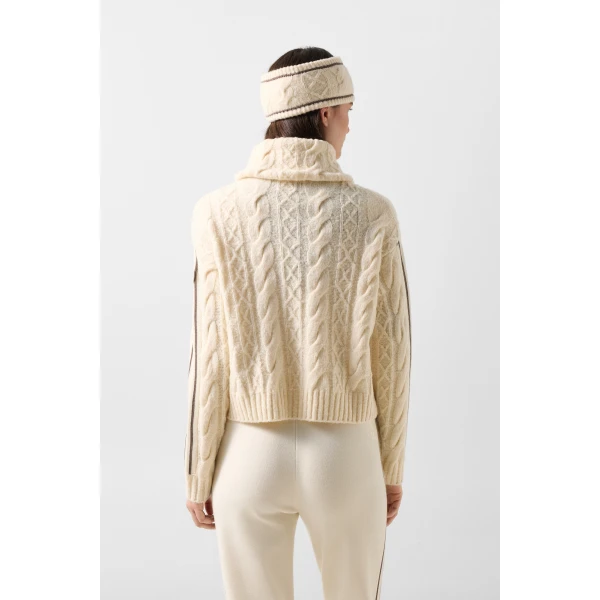 Bogner Lotta Virgin Wool Knit Jacket in Off White, view 4 | Cardigan | Coveti