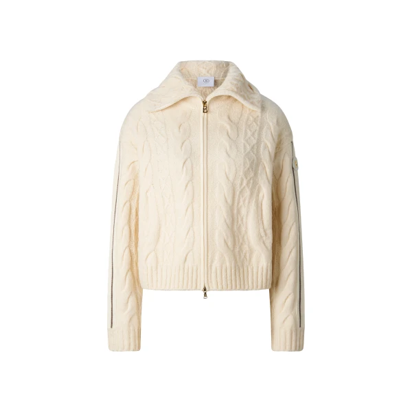 Bogner Lotta Virgin Wool Knit Jacket in Off White | Cardigan | Coveti