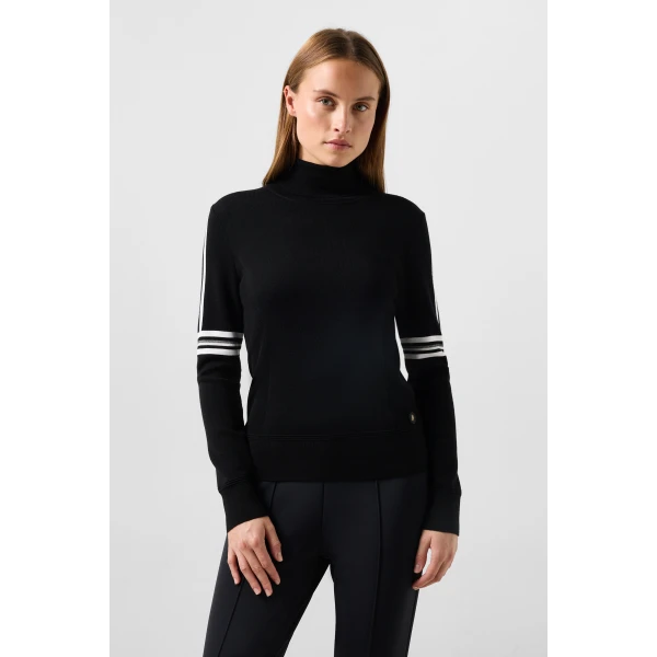 Bogner Louise Virgin Wool Jumper in Black and White, view 3 | Sweaters | Coveti