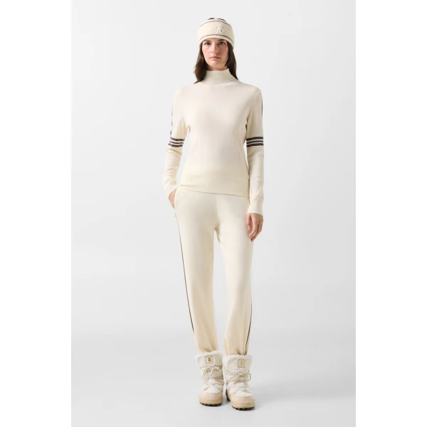 Bogner Louise Virgin Wool Jumper in Off White and Brown, view 5 | Sweaters | Coveti