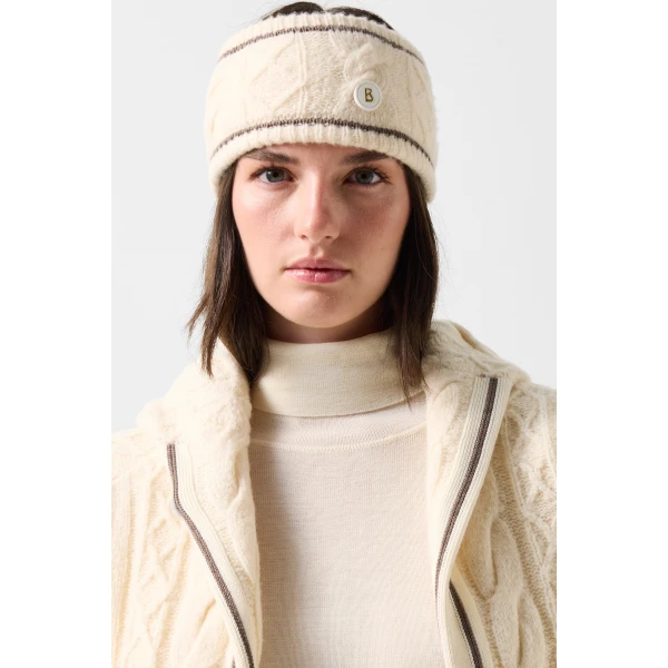 Bogner Louise Virgin Wool Jumper in Off White and Brown, view 6 | Sweaters | Coveti