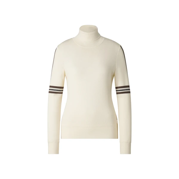 Bogner Louise Virgin Wool Jumper in Off White and Brown | Sweaters | Coveti
