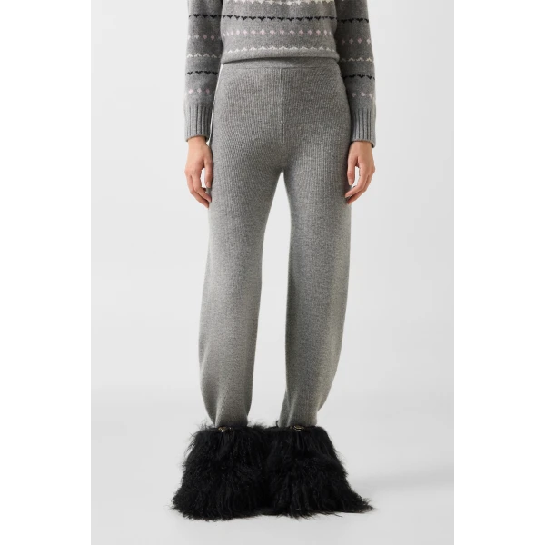 Bogner Luana Virgin Wool Knitted Trousers in Grey, view 3 | Pants | Coveti