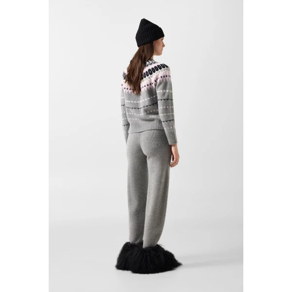 Bogner Luana Virgin Wool Knitted Trousers in Grey, view 4 | Pants | Coveti
