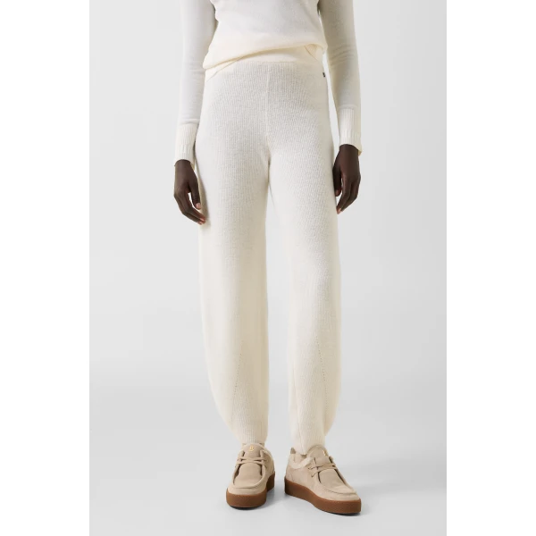 Bogner Luana Virgin Wool Knitted Trousers in Off White, view 3 | Pants | Coveti