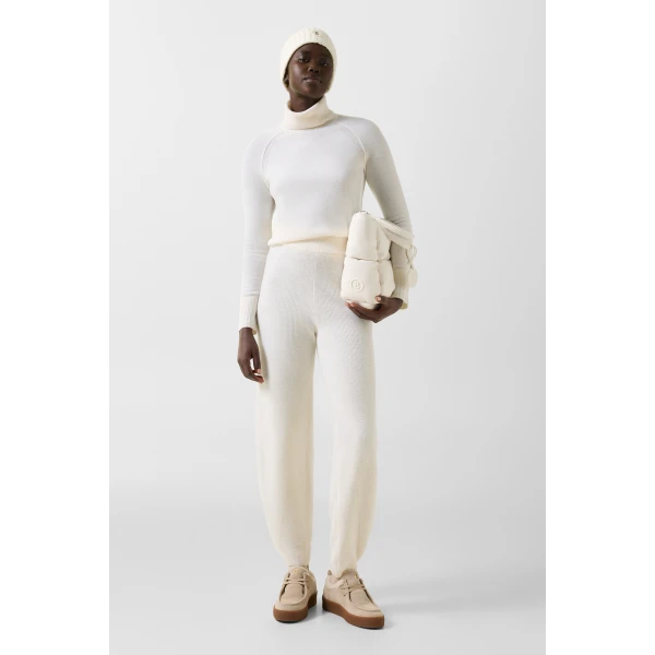 Bogner Luana Virgin Wool Knitted Trousers in Off White, view 5 | Pants | Coveti