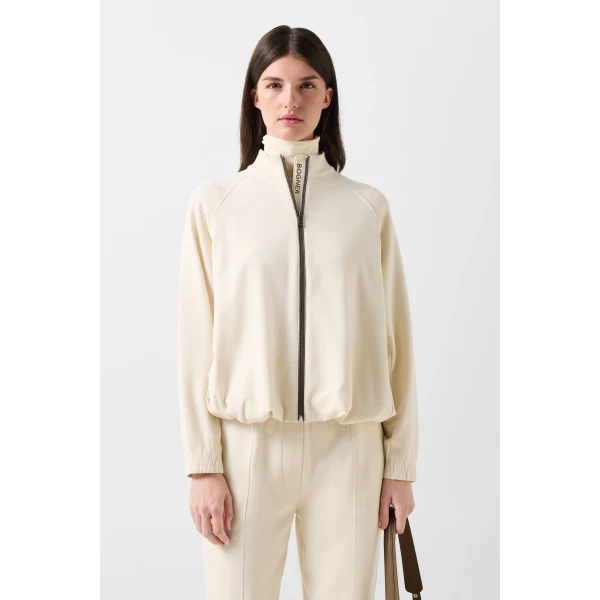 Bogner Maditha Jersey Jacket in Off White, view 3 | Hoodies | Coveti