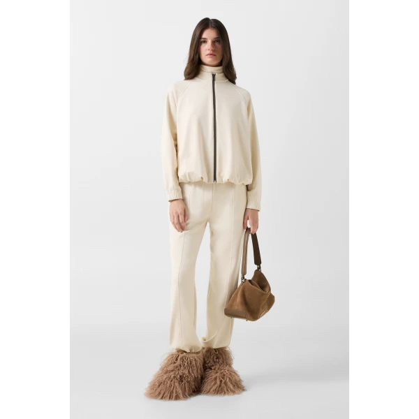 Bogner Maditha Jersey Jacket in Off White, view 5 | Hoodies | Coveti