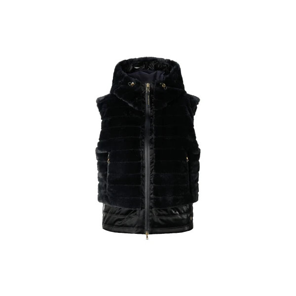 Bogner Manda Faux Fur Down Waistcoat in Black | Vests | Coveti
