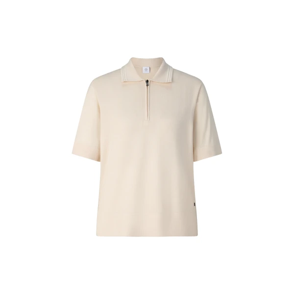 Bogner Maureen Virgin Wool Polo Shirt in Cream | Short Sleeved | Coveti