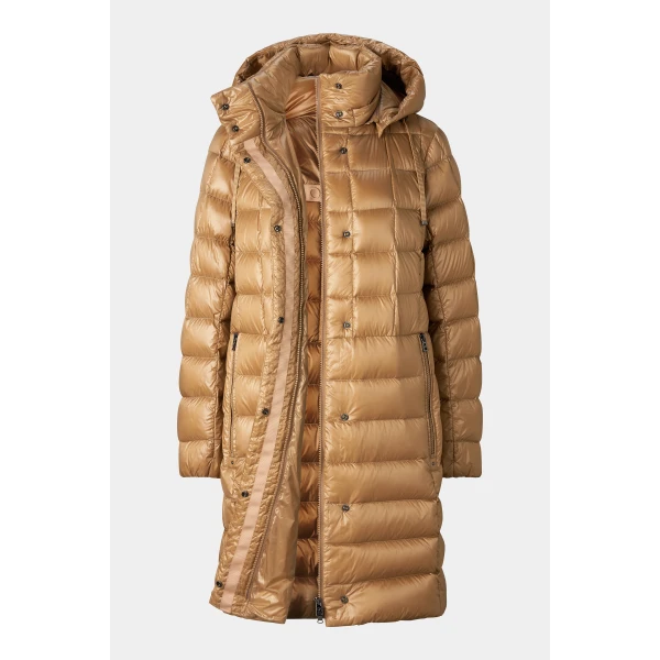 Bogner Meryl Down Coat in Camel, view 2 | Coats | Coveti