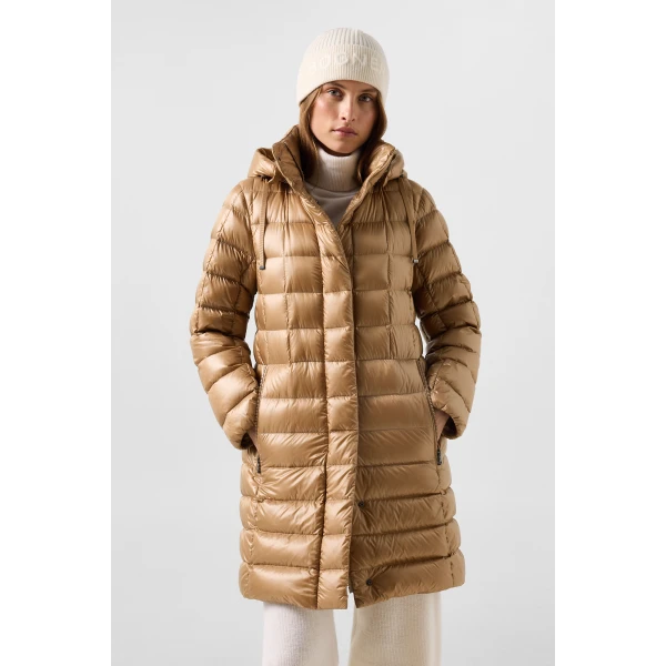Bogner Meryl Down Coat in Camel, view 4 | Coats | Coveti