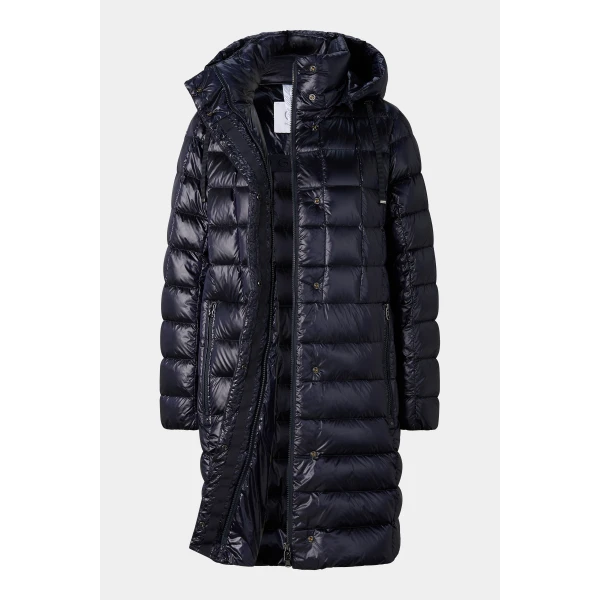 Bogner Meryl Down Coat in Navy, view 2 | Coats | Coveti