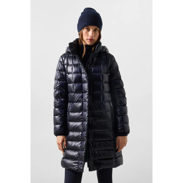 Bogner Meryl Down Coat in Navy, view 4 | Coats | Coveti