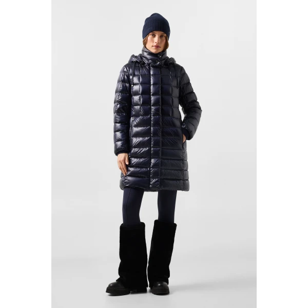 Bogner Meryl Down Coat in Navy, view 6 | Coats | Coveti
