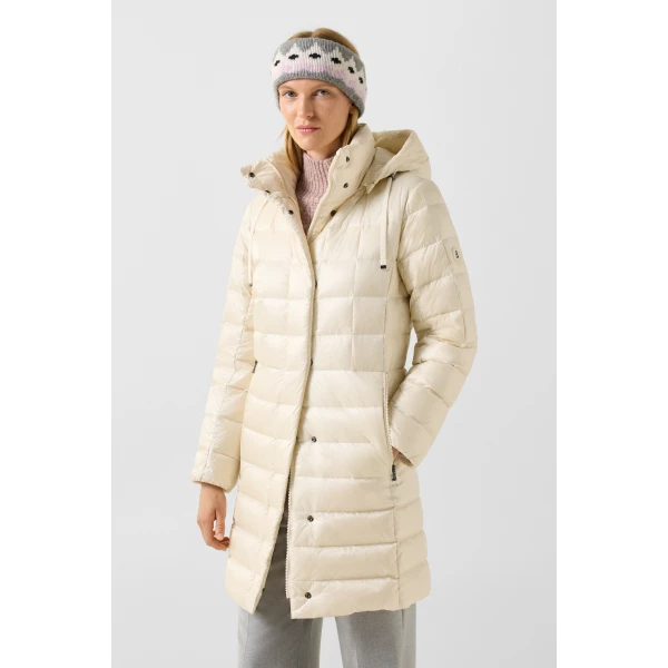 Bogner Meryl Down Coat in Off White, view 4 | Coats | Coveti