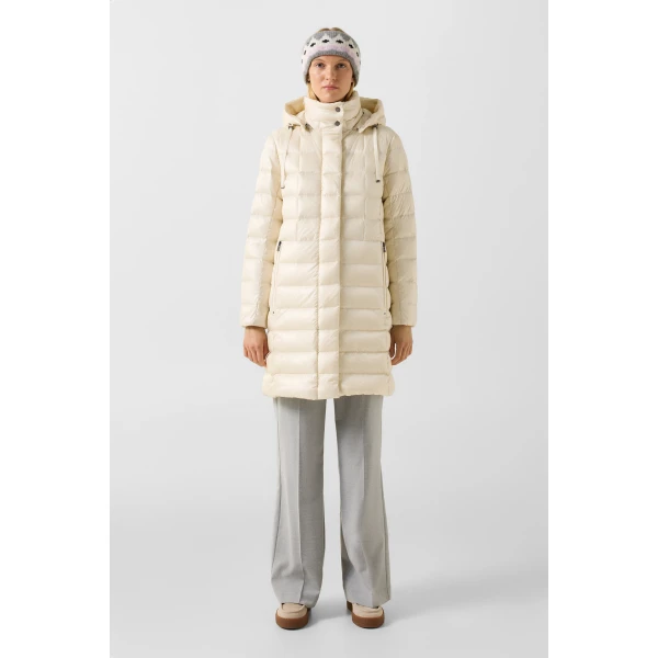 Bogner Meryl Down Coat in Off White, view 6 | Coats | Coveti