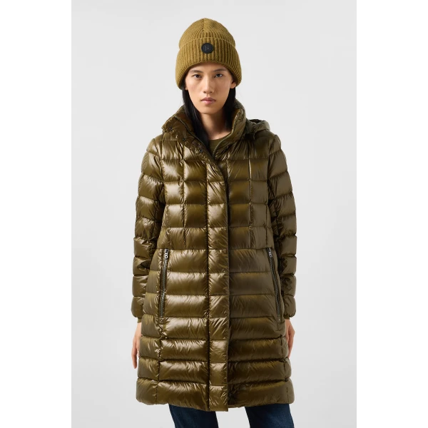 Bogner Meryl Down Coat in Olive, view 4 | Coats | Coveti