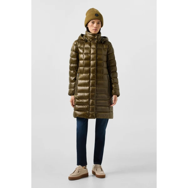Bogner Meryl Down Coat in Olive, view 6 | Coats | Coveti