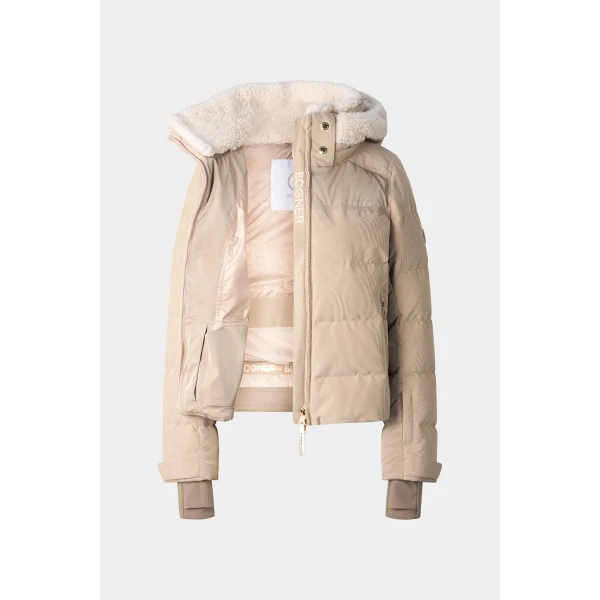 Bogner Minu Cord Down Ski Jacket in Camel, view 2 | Jackets | Coveti