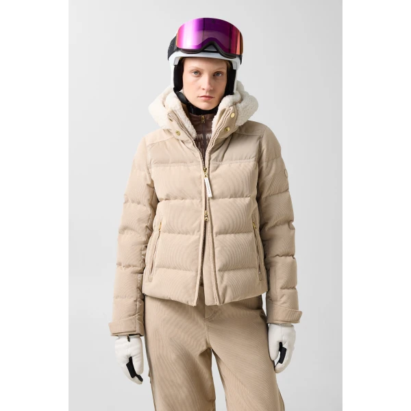 Bogner Minu Cord Down Ski Jacket in Camel, view 4 | Jackets | Coveti