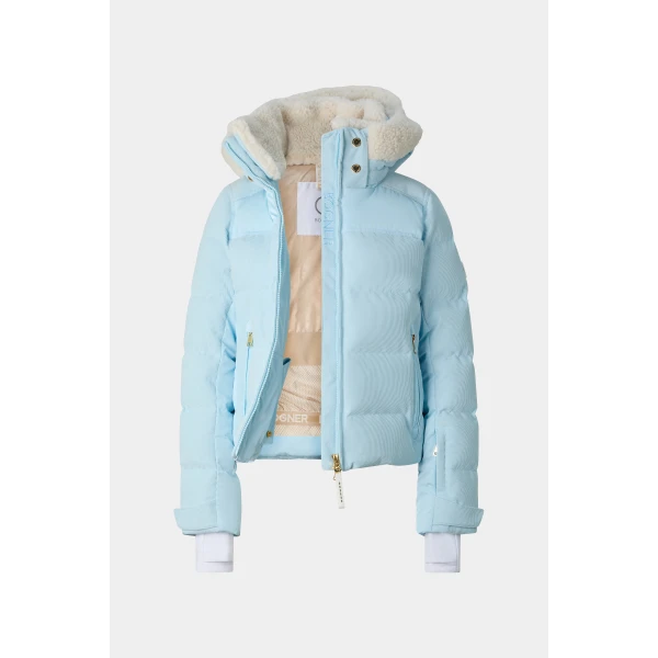 Bogner Minu Cord Down Ski Jacket in Light Blue, view 2 | Jackets | Coveti