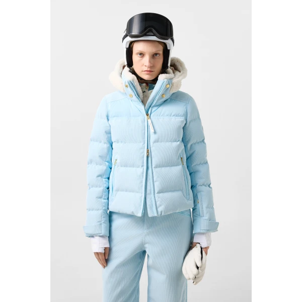 Bogner Minu Cord Down Ski Jacket in Light Blue, view 4 | Jackets | Coveti