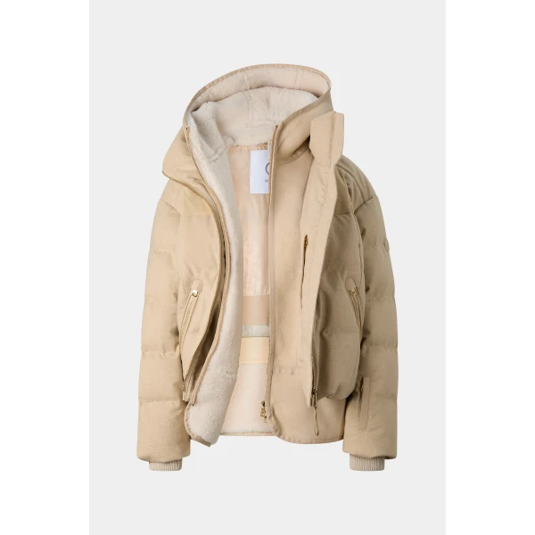 Bogner Moja Flannel Quilted Jacket in Camel, view 2 | Jackets | Coveti