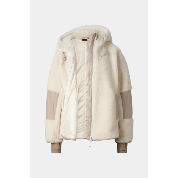 Bogner Naera Mid-Layer Teddy Jacket in Off White, view 2 | Jackets | Coveti