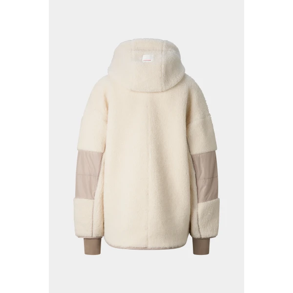 Bogner Naera Mid-Layer Teddy Jacket in Off White, view 3 | Jackets | Coveti