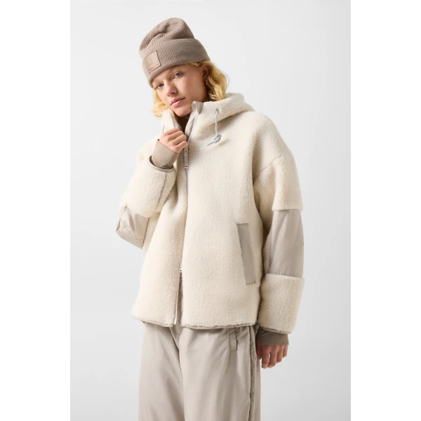 Bogner Naera Mid-Layer Teddy Jacket in Off White, view 4 | Jackets | Coveti