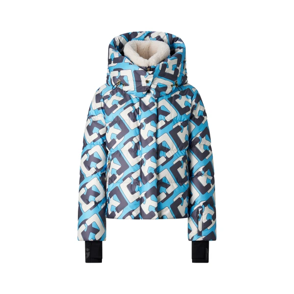 Bogner Naia Down Ski Jacket in Cyan, Navy and White | Jackets | Coveti